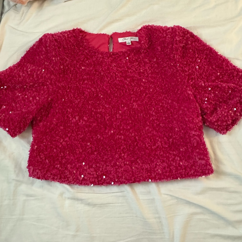 Cloud Ten pink sequenced crop top size L